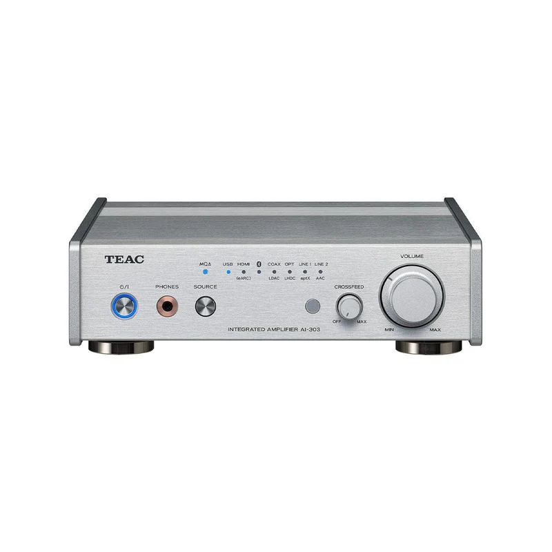 TEAC AI-303 SILVER Amplificatore con DAC, aptX™ HD e un ingresso audio USB, Hi-Res DSD256 e PCM 384/32