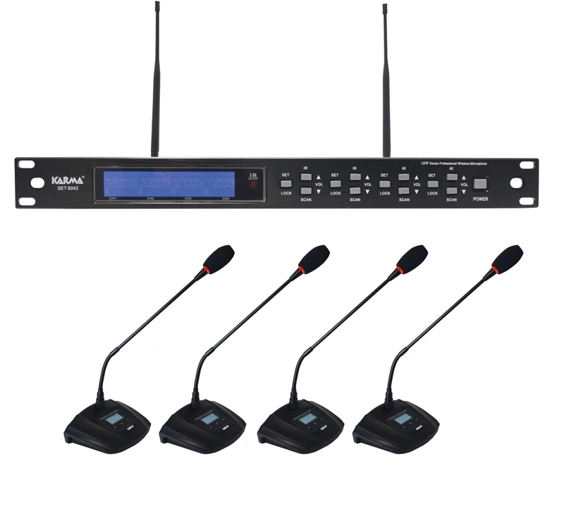 karma set-42 Kit 4 mic da tavolo UHF wireless