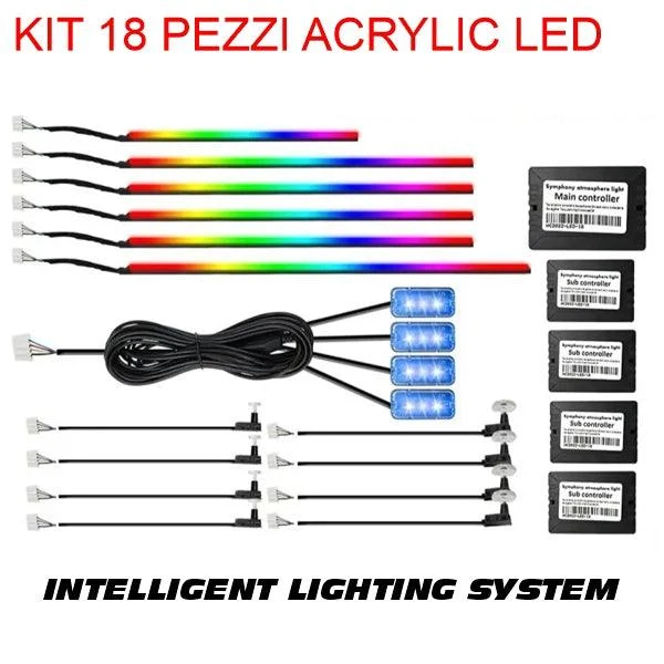 ALKOR FIBRA WLKLED-FOA18BT FIBRA OTTICA ACRILICA SEZIONABILE - 18 PEZZI CABLATI - BLUETOOTH CON APP - RGBW