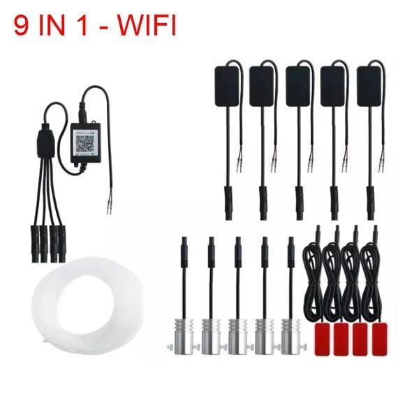 ALKOR FIBRA WLKLED-FO9BT FIBRA OTTICA 5 PUNTI LUCE CABLATI 8 MT. + 4 PUNTI LUCE AMBIENTE WI-FI RGB - BLUETOOTH CON APP