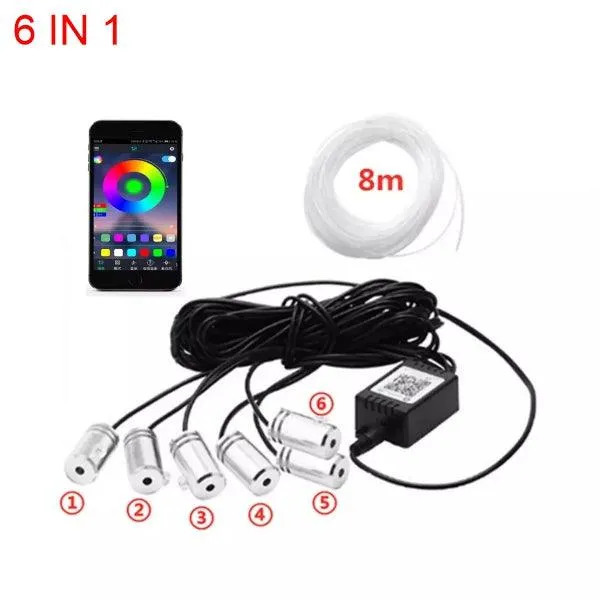 ALKOR WLKLED-FO6BT 6 PUNTI LUCE IN FIBRA OTTICA RGB CABLATI 8 MT. - BLUETOOTH CON APP