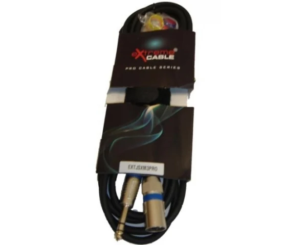 EXTREME JSXM3PRO CAVO XLR MASCHIO - JACK STEREO 1/4" 6.3mm CAVO AUDIO DI SEGNALE SCHERMATO 3 MT