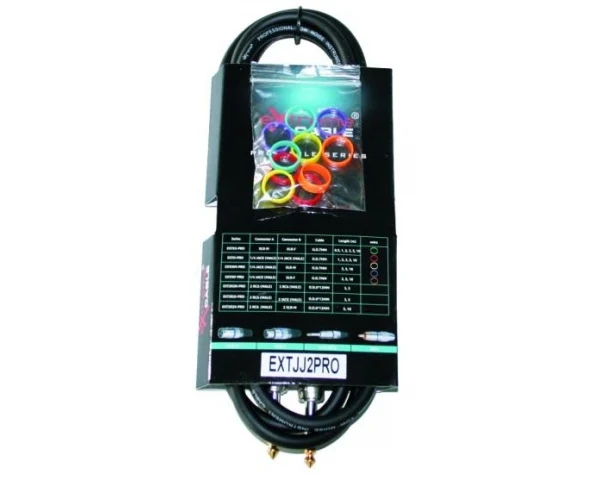 EXTREME JJ2PRO CAVO JACK MONO 1/4" 6.3mm - JACK MONO 1/4" 6.3 mm 2 MT CAVO AUDIO DI SEGNALE SCHERMATO FORNITO CON STRAP E ANELLINI COLORATI IDENTIFICATIVI