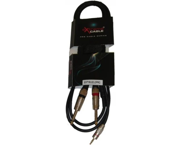 EXTREME 1MJS2J2PRO MINI JACK STEREO 1/8" 3.5mm 2 JACK 6.3mm CAVO AUDIO DI SEGNALE SCHERMATO 2mt.
