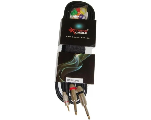 EXTREME 1MJS2J3PRO MINI JACK STEREO 1/8" 3.5mm / 2 JACK 6.3mm CAVO AUDIO DI SEGNALE SCHERMATO