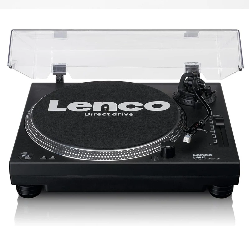 Lenco L-3818BK Giradischi a trazione diretta con uscita USB, Registrazione del disco in vinile tramite PC