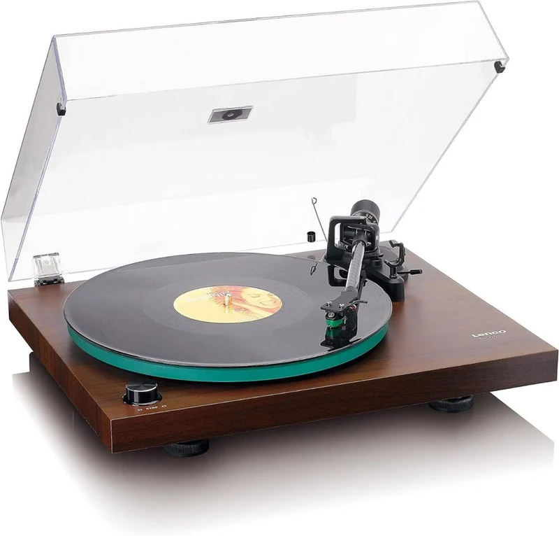 Lenco LBT-225WA Giradischi con Bluetooth 5.3, Piatto in vetro, Testina Audio Technica AT-VM95E