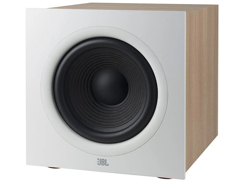 JBL 200P Stage 2 White Oak Subwoofer attivo da 25cm da 300W cono Polycellulosa lunga escursione