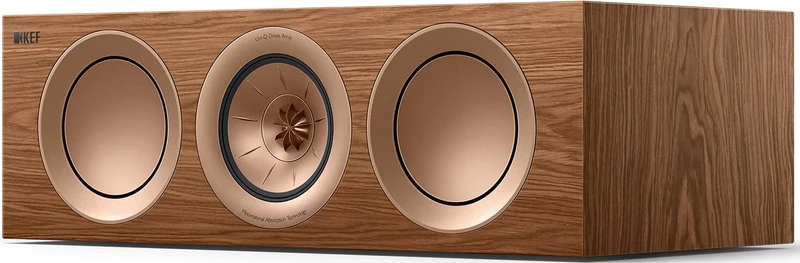KEF R2C META WALNUT Canale centrale Home CInema 3 vie bass reflex, UNI-Q tweeter