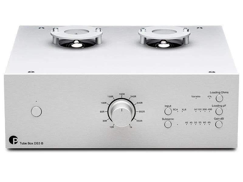 Pro-Ject TUBE BOX DS3 B SILVER Stadio fono MM/MC a valvole (2 x E88CC/6922), Circuitazione Dual-Mono bilanciata
