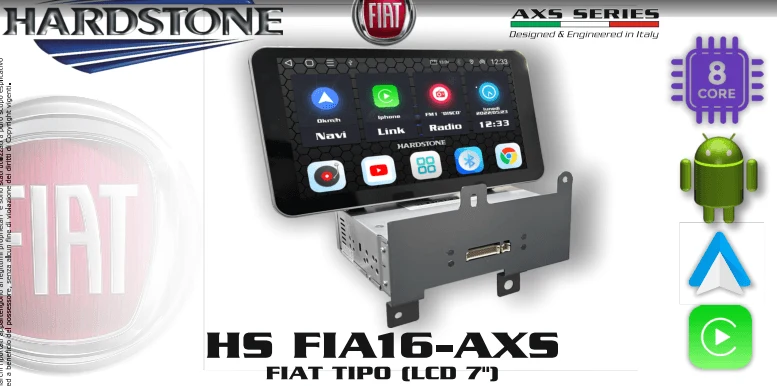 Hardstone HS FIA16-AXS Autoradio per Fiat TIpo dal 2016, Apple Car Play e Android Auto