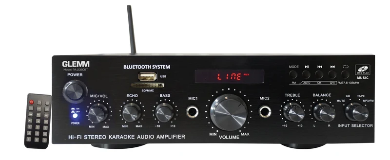 GLEMM PA 2380BT Amplificatore stereo 2x50W Display, MP3, Bluetooth