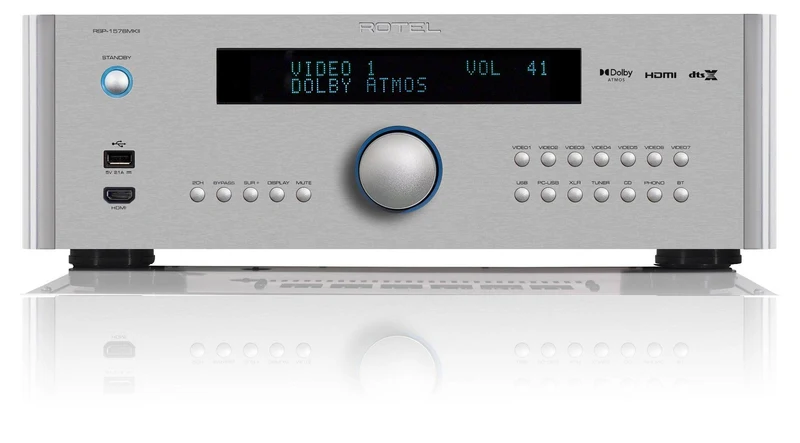 Rotel RSP-1576 MKII SILVER Preamplificatore e Processore AV 14 ingressi audio e video 4K/HDR Dirac, Dolby Atmos e DTS:X