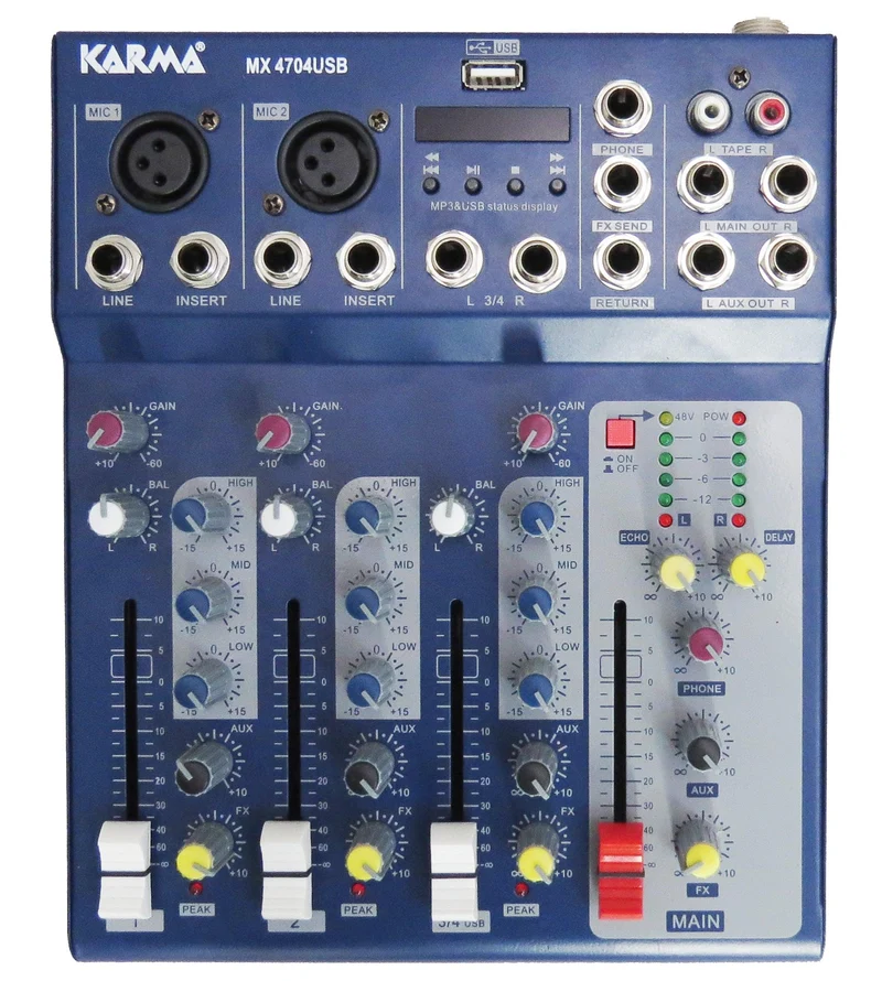 KARMA MX 4704USB Mixer microfonico a 4 canali