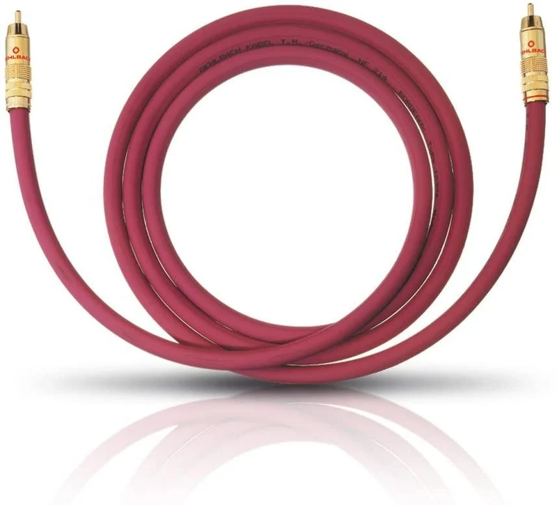 OEHLBACH 2055 cavo audio Cinch RCA 5mt per Subwoofer Bordeaux