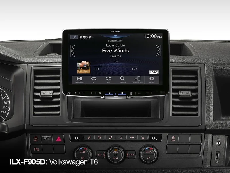 Alpine ILX-F905T6 Autoradio 9" per Volkswagen T5 / T6 con Android Auto / Wireless CarPlay