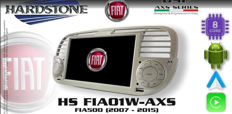 Hardstone HS FIA01W-AXS Autoradio per FIAT 500 (2007 - 2015) , AVORIO