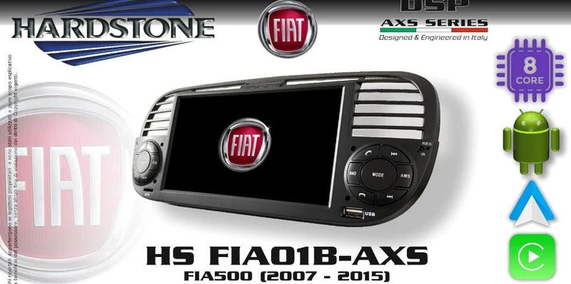 Hardstone HS FIA01B-AXS Autoradio per FIAT 500 (2007 - 2015), colore NERO