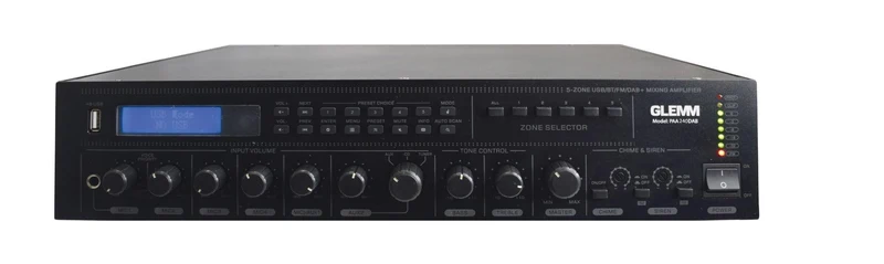 GLEMM PAA 240DAB Amplificatore professionale 100V/8ohm da 240W 5 zone radio DAB