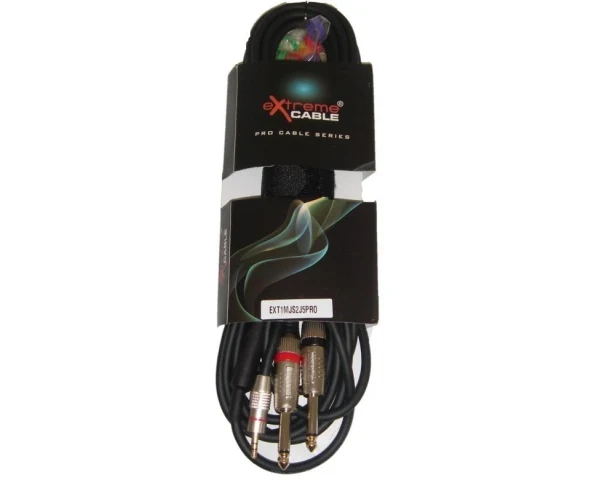 EXTREME 1MJS2J5PRO MINI JACK STEREO 1/8" 3.5mm 2 JACK 6.3mm CAVO AUDIO DI SEGNALE SCHERMATO 5mt.