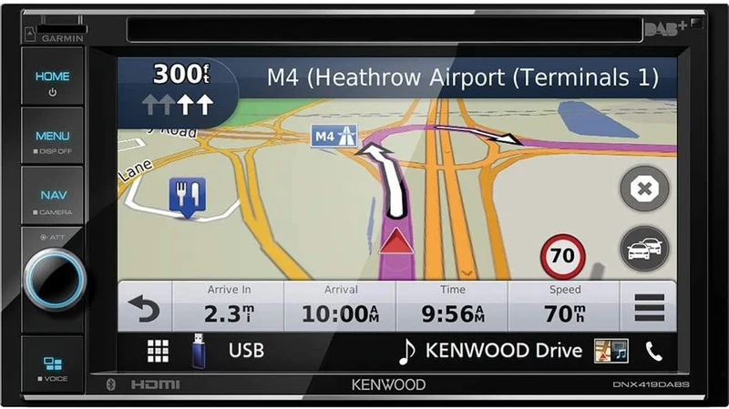 Kenwood DNX419DABS Autoradio 2 DIN con GPS mappe Garmin, Lettore DVD, Car Play, Android Auto