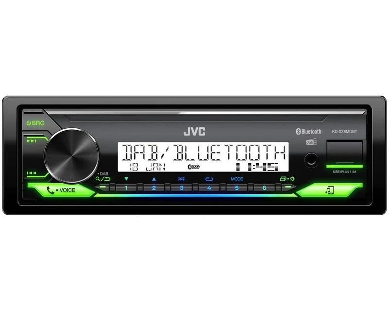 JVC KD-X38MDBT Digital Media Receiver con DAB+ / USB / AUX input / FLAC / Equalizzatore 13 bande. Sorgente ad uso marino