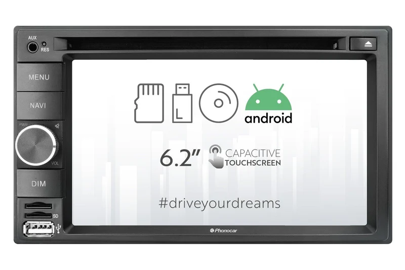 Phonocar VM031 Autoradio 2 DIn con DAB+ Android 10, lettore DVD/CD/USB/MICRO SD CARD