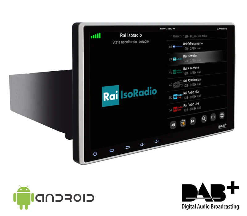 Macrom M-AN900DAB Autoradio multimediale 1 DIN ANDROID schermo 9" Wifi, Netflix