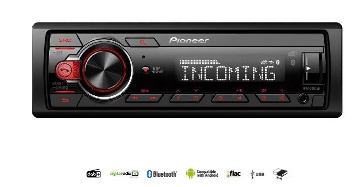 Pioneer MVH-330DAB autoradio 1 DIN con DAB/DAB+, Bluetooth, Red illumination, USB and Android devices