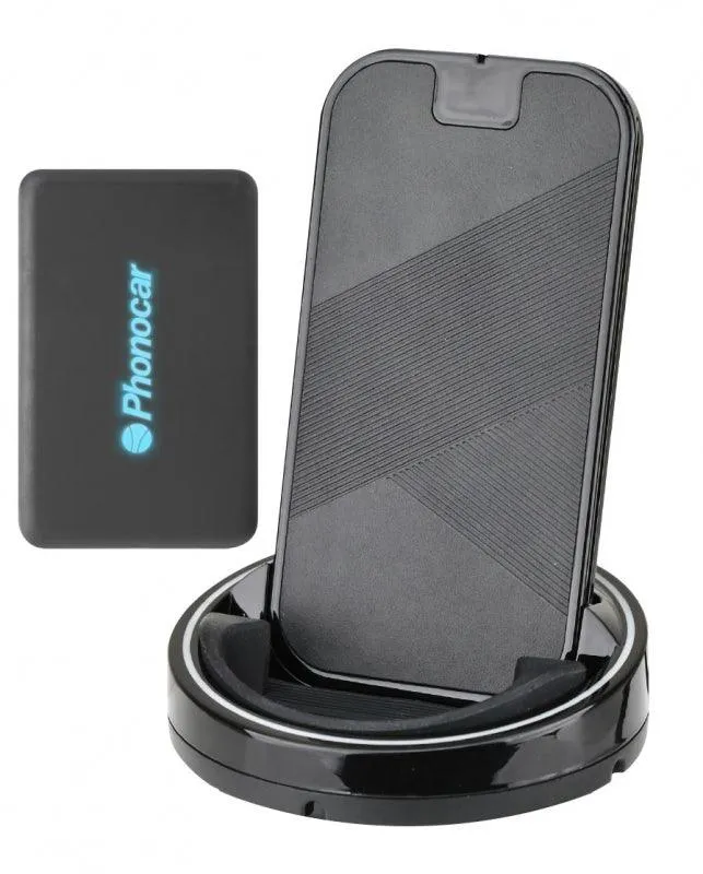 Phonocar VM382 Caricabatteria a induzione da portabicchiere Universale per Smartphone con Powerbank portatile