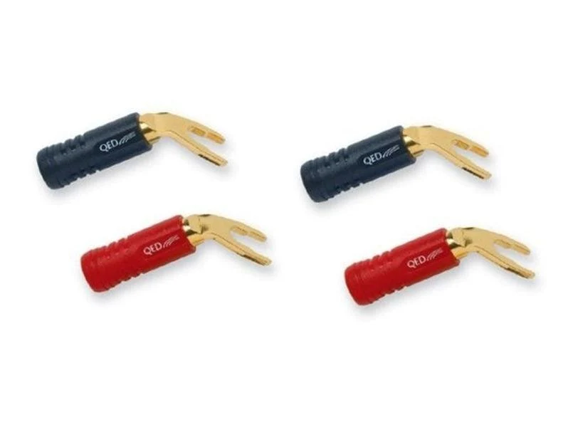QED Screwloc ABS DUO FORCELLE connettori a vite a forcella 4mm 2rosso+2nero (4PZS)