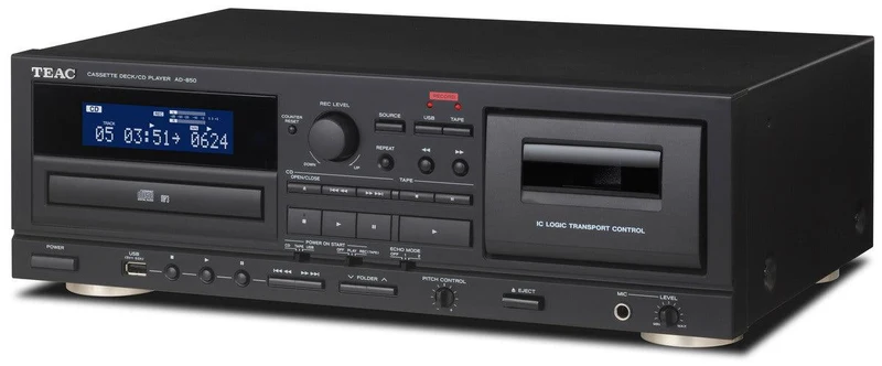 TEAC AD-850 lettore CD-Player hifi e Cassette Deck (registra cassette su CD), BLACK