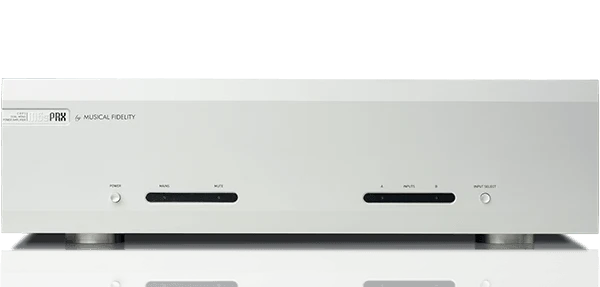 Musical Fidelity M6s Prx SILVER Finale di potenza stereo high end. Potenza 2x230W su 8 ohm. Costruzione Dual-Mono. 2 ingressi, 1 bilanciato XLR e 1 RCA