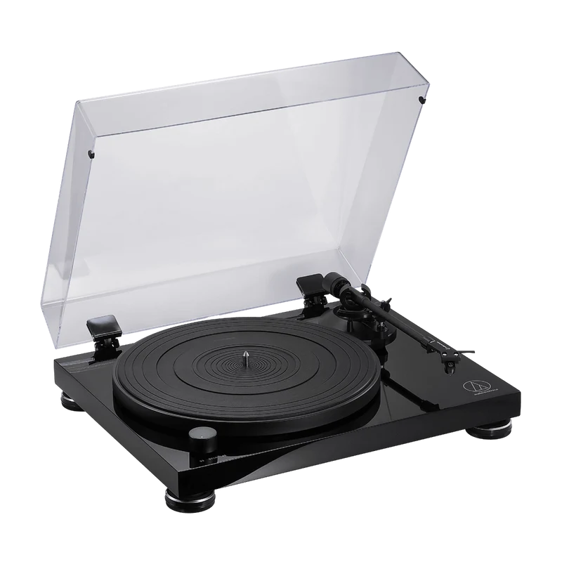 Audio Technica AT-LPW50PB Giradischi hifi testina AT-VM95E, stadio PHONO, nero lucido