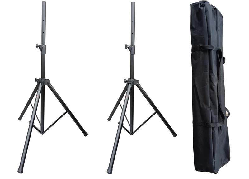 EXTREME SS-PACK S SPEAKER STAND PROFESSIONALI KIT SET SUPPORTI CASSE IN ACCIAIO CON BORSA TRASPORTO ALTEZZA REGOLABILE SISTEMA DI SICUREZZA IN ACCIAIO