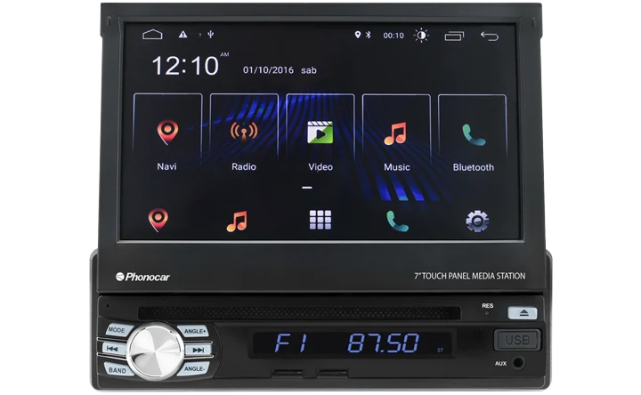 Phonocar VM045K autoradio 1 DIN mappa CAMPER Android 10.0 pollici DAB+ con Monitor TFT 7" Motorizzato a scomparsa, lettore CD/DVD/USB/Micro SD