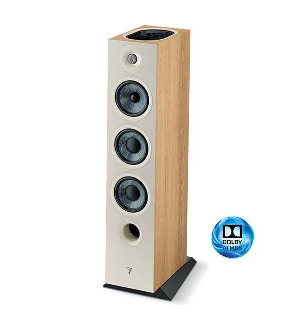 Focal chora 826D COPPIA diffusori da pavimento, Legno Chiaro, 3 vie + 1 via per Atmos, 250W