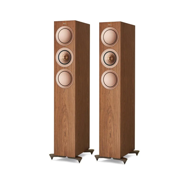 Kef R5 WALNUT coppia diffusori da pavimento TRE Vie Bass Reflex. Uni-Q Tweeter 25mm + Mid 125mm