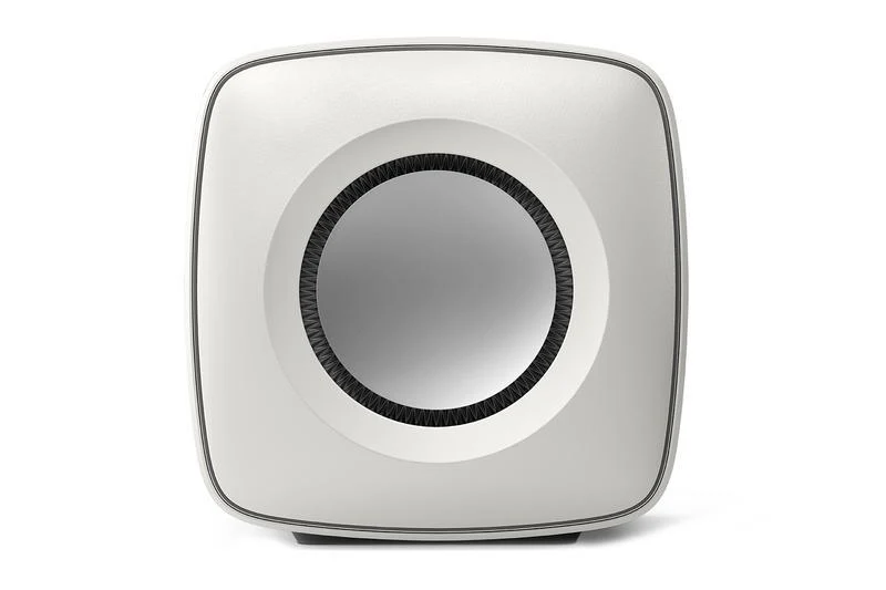 KEF KC62 WHITE Subwoofer ultra potente 1000W RMS compatto DualCore e P-Flex Surround