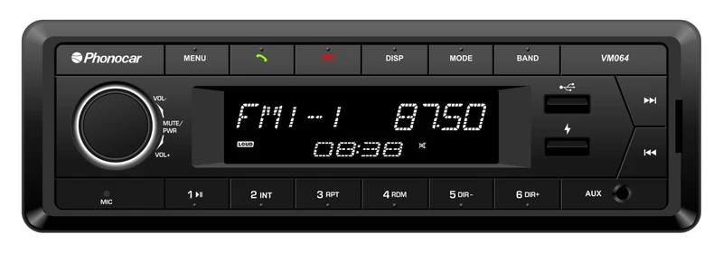 Phonocar VM064 autoradio DAB+ con 2 porte usb (musica+ricarica) frontalino estraibile e bluetooth