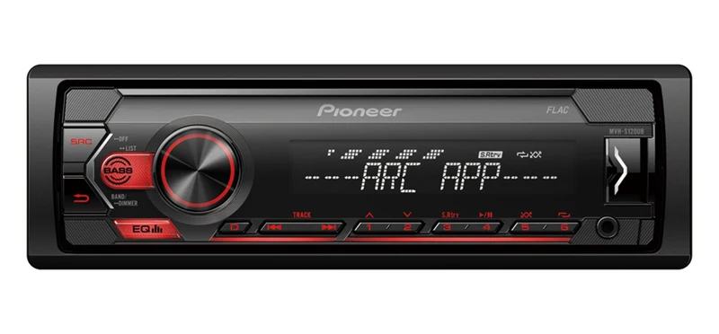 Pioneer MVH-S120UB autoradio USB e compatibile con Android, tasti rosso