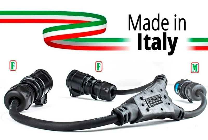 SPLITTER CEE SDOPPIO MADE IN ITALY SPINA PCE 16A MASCHIO 3 POLI 2P+T IP44 A PRESA 16A FEMMINA PCE LOOP 16A 3P