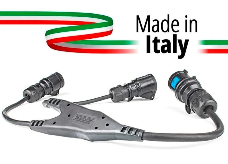SPLITTER CEE SDOPPIO MADE IN ITALY SPINA PPE 32A MASCHIO 3 POLI 2P+T IP44 A 2 PRESE 16A 3P PH+T+N FEMMINA PPE
