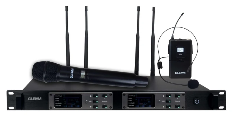 GLEMM SET 7922PL Doppio radiomicrofono UHF palmare + bodypack
