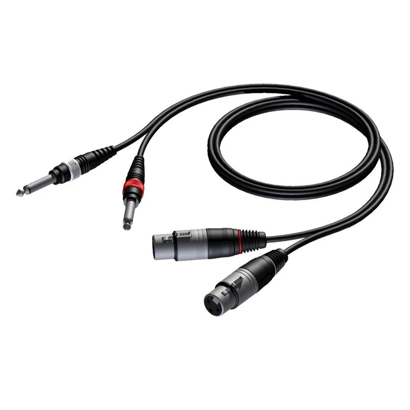 PROCAB CAB 707-3 Cavo audio 3mt 2x XLR femmina/ 2 x JACK 6,3mm mono