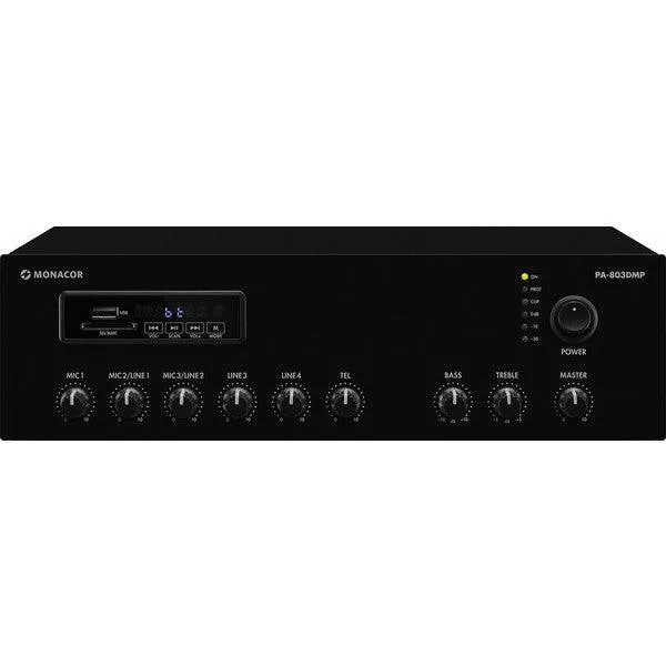 AMPLIMIXER 100V CON MP3 TUNER E BLUETOOTH MONACOR PA-803DMP 1 ZONA