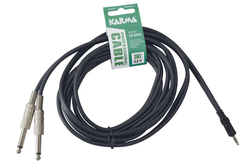 KARMA CA 8241 Cavo audio 3mt - Jack 3,5mm stereo / 2 x Jack 6,3mm mono