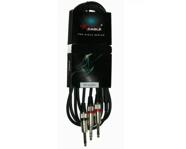 EXTREME 1JS2J3PRO JACK STEREO 1/4" 6.3mm - 2 JACK MONO 1/4" 6.3mm CAVO AUDIO DI SEGNALE SCHERMATO 3mt.