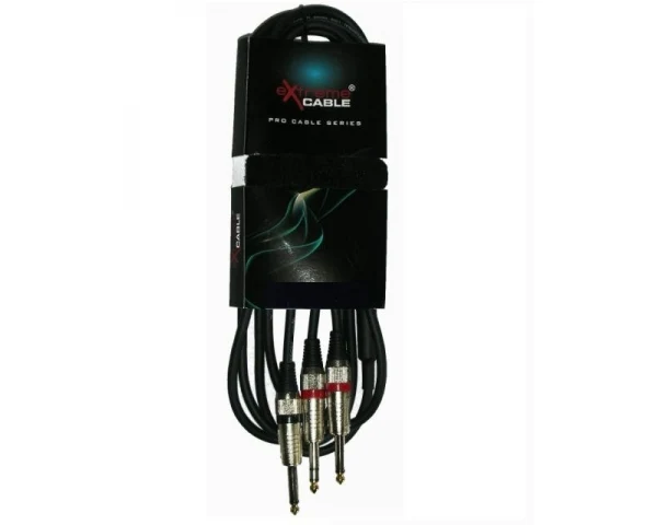 EXTREME 1JS2J5PRO JACK STEREO 1/4" 6.3mm - 2 JACK MONO 1/4" 6.3mm CAVO AUDIO DI SEGNALE SCHERMATO 5mt.