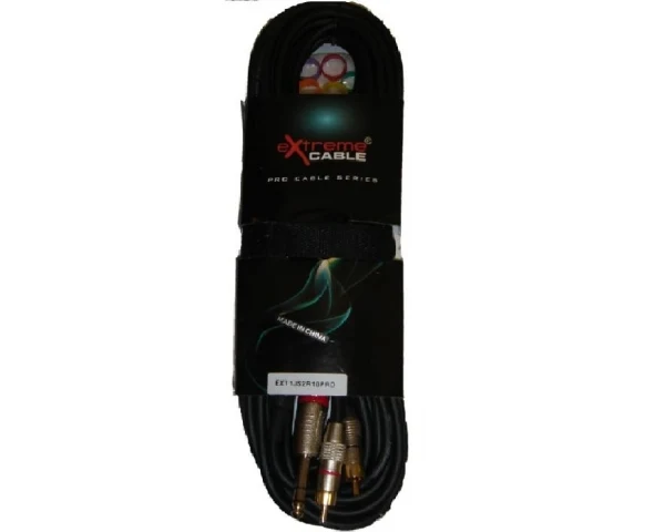 EXTREME 1JS2R10PRO JACK STEREO 1/4" 6.3mm - 2 RCA MASCHIO CAVO AUDIO DI SEGNALE SCHERMATO MT 10